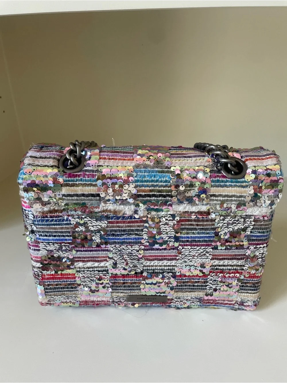Kurt Geiger Multicolor Sequin Shoulder Bag with Pink Strap